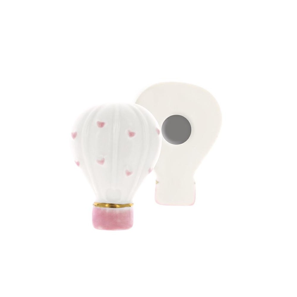 MAGNETE MONGOLFIERA CON CUORI ROSA PORCELLANA 4X5.5